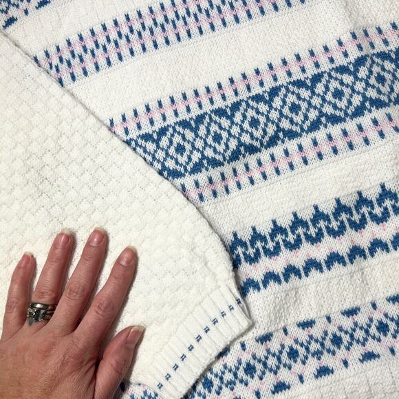 Adele Knitwear VINTAGE Sweater Large XL Boatneck Retro Fall Argyle Cottage Boho - Picture 5 of 12